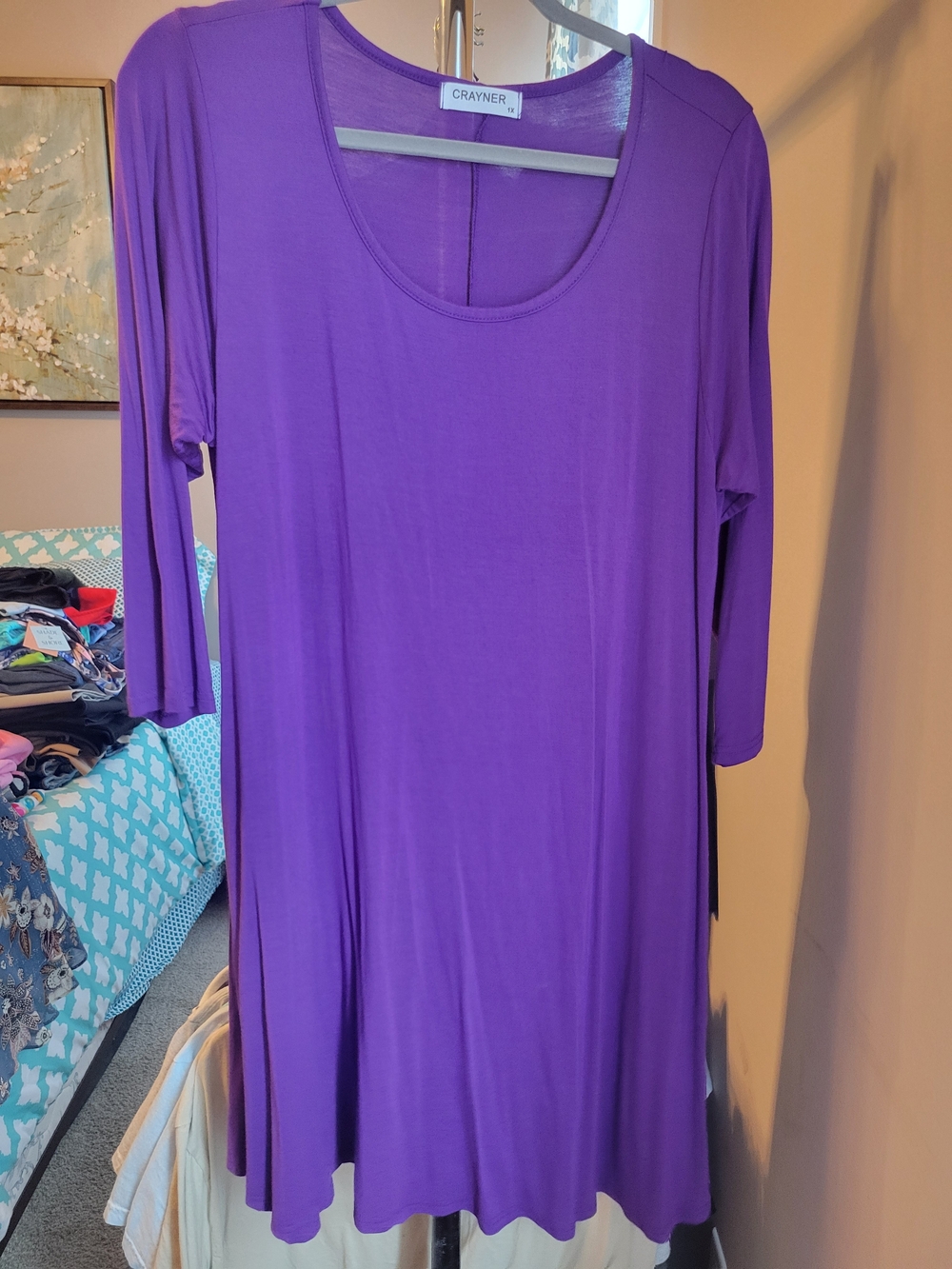Amazon Purple Scoop Neck Midi Dress